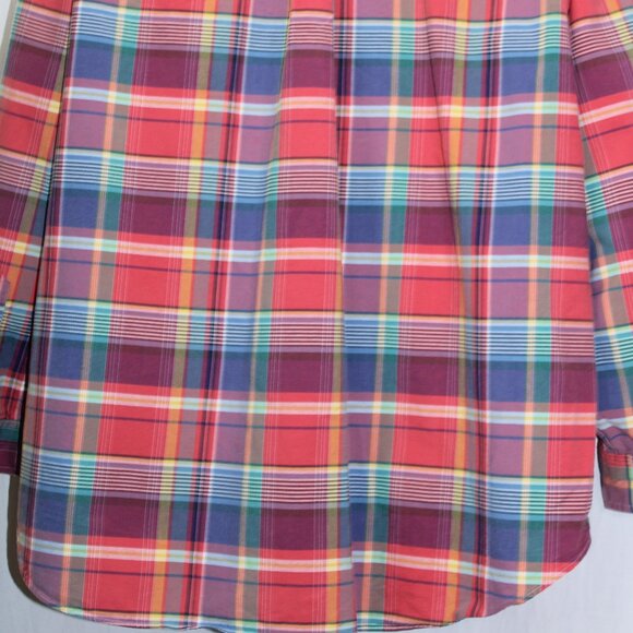Ralph Lauren Shirt 2XB Big Red Green Purple Plaid Flesh Pony Cotton Long Sleeve - Picture 6 of 6